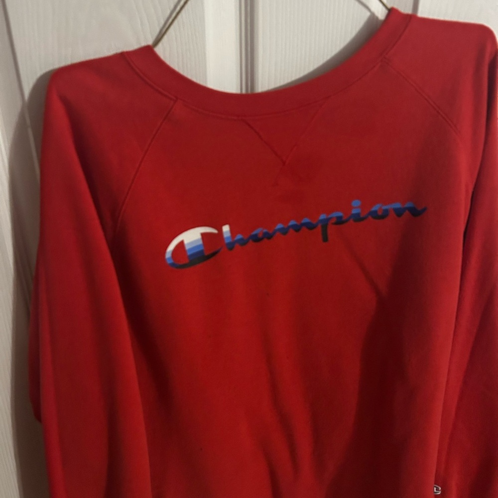 Champion Red Crew Neck Sweater Vibrant Style